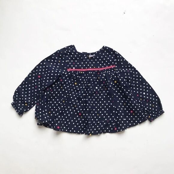Joe Fresh navy polka dot blouse EUC 12-18 months - Picture 1 of 4